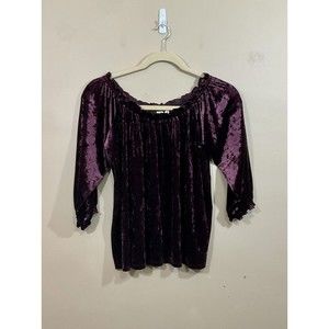 Gap Womens Velvet Shirt Maroon Off Shoulder Renaissance Goth Witch Large Tall